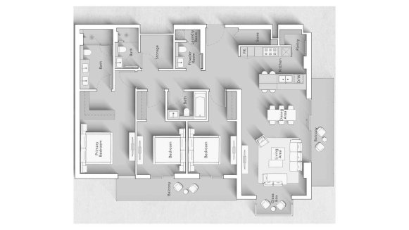Apartment floor plan, 3 bedrooms in ART BAY No. 11018 (2D)